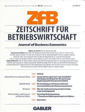 Titelblatt:Zeitschrift für Betriebswirtschaft  ZfB