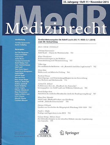 Titelblatt:Medizinrecht  MedR