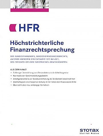 Titelblatt:Höchstrichterliche Finanzrechtsprechung (HFR)