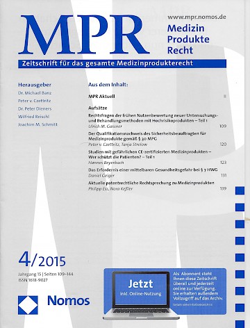 Titelblatt:Medizinprodukterecht MPR