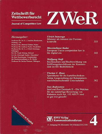Titelblatt:ZWeR - Zeitschrift für Wettbewerbsrecht