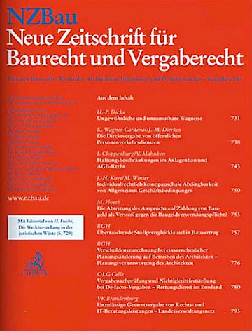 Titelblatt:Neue Zeitschrift für Baurecht und Vergaberecht NZBau
