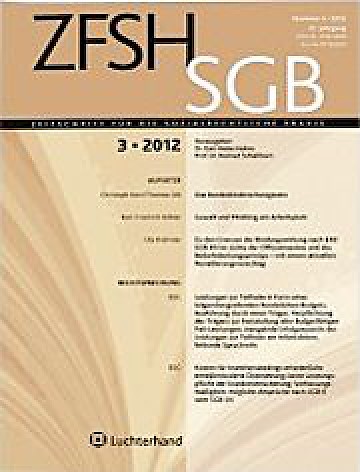 Titelblatt:Zeitschrift für die sozialrechtliche Praxis - ZFSH/SGB