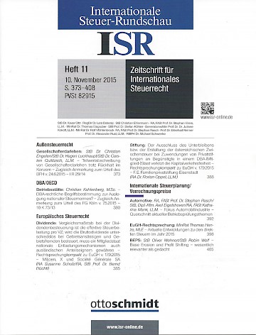 Titelblatt:Internationale Steuer-Rundschau (ISR)